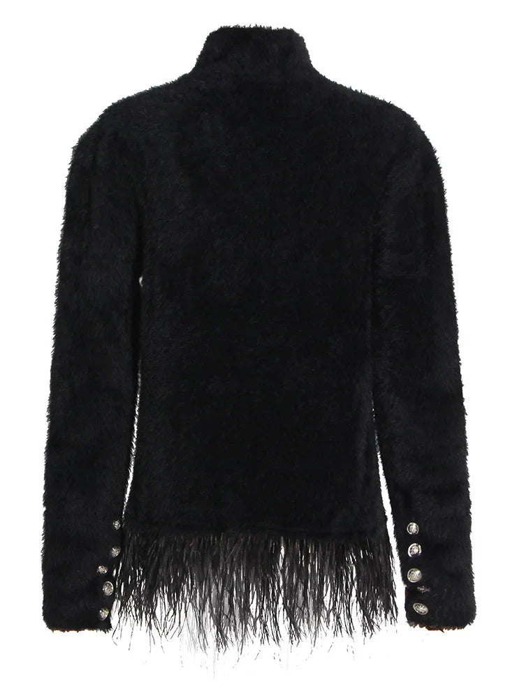 Lyraelle | Patchwork-Blazer mit Federakzenten