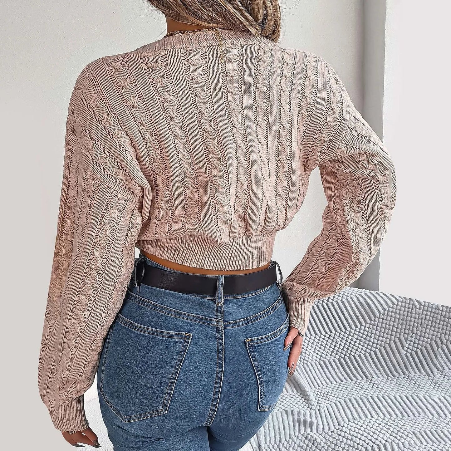 Roderick | Wickel-Pullover mit V-Ausschnitt und Struktur für Damen