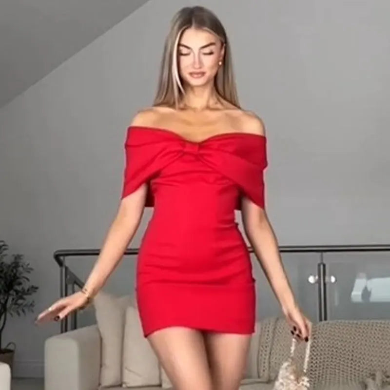 Zaldy | Elegantes Schulterfreies Kleid mit Schleife