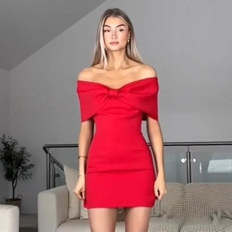 Zaldy | Elegantes Schulterfreies Kleid mit Schleife