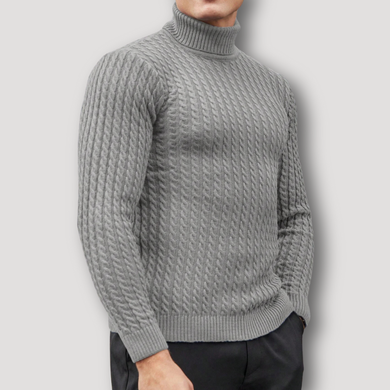 Kaleb | Slim Fit Zopfstrick Turtle Neck Sweater für Herren