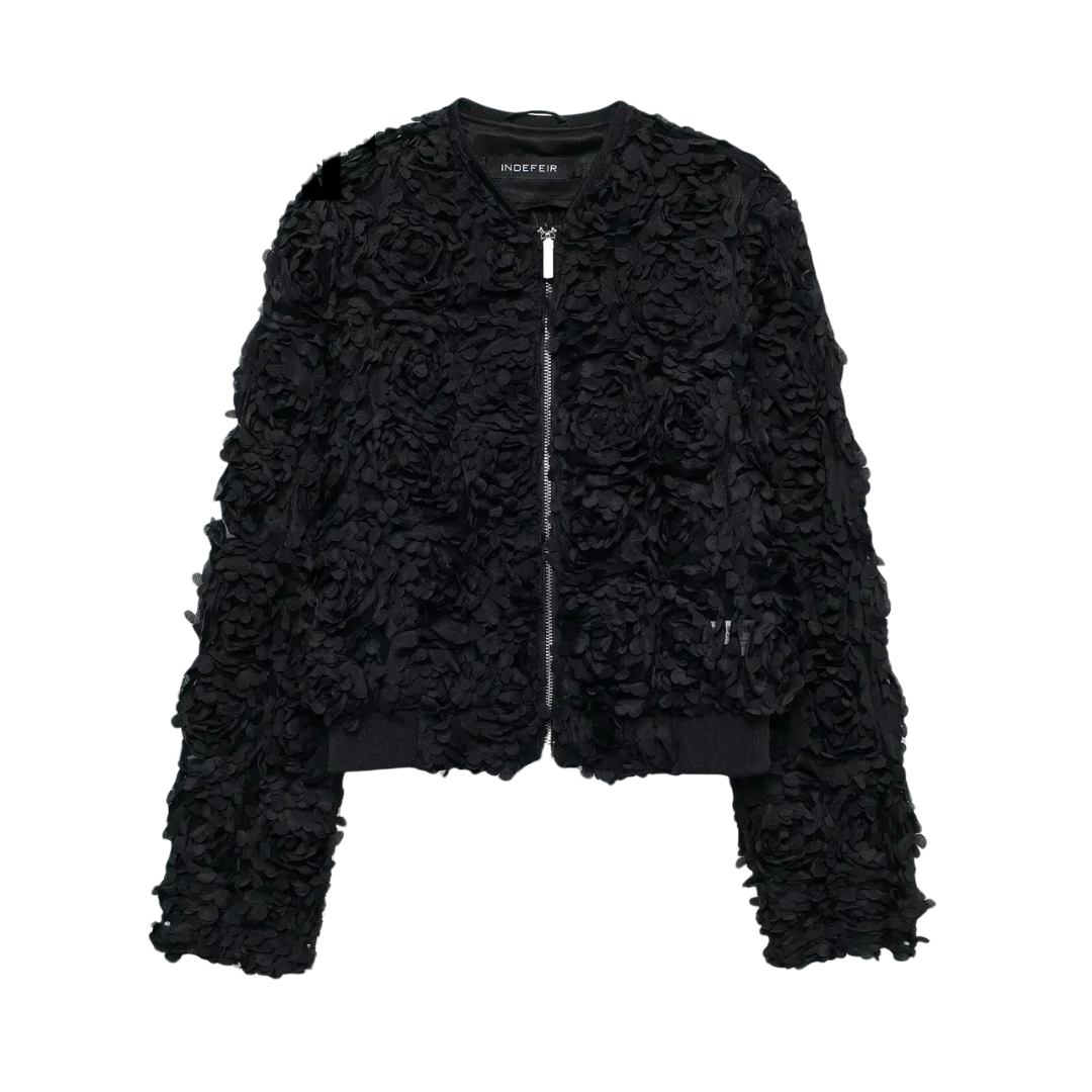 Nena | Schwarze Kurzjacke mit Puffärmeln für Damen