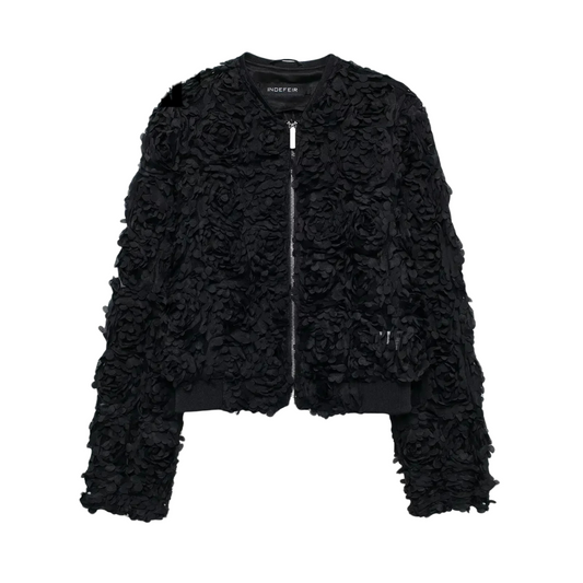 Nena | Schwarze Kurzjacke mit Puffärmeln für Damen