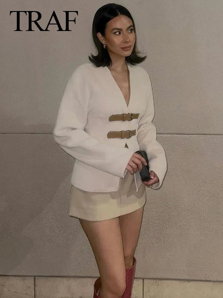 Zechariah | Weiße Vintage-Lederjacke für Damen