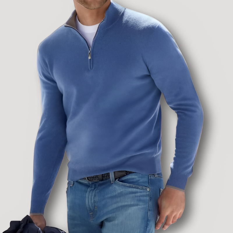 Ulises | Klassischer Woll-Kaschmir Herren Quarter Zip Pullover
