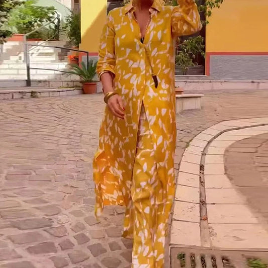 Jazzie | Gelbes Set mit Blattmuster