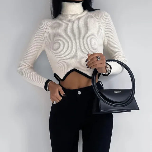 Underpin | Gerippter Crop-Top mit Rollkragen für Damen