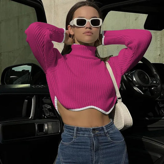 Underpin | Gerippter Crop-Top mit Rollkragen für Damen