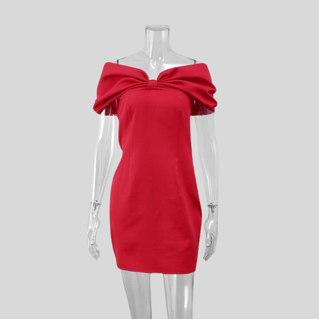 Zaldy | Elegantes Schulterfreies Kleid mit Schleife