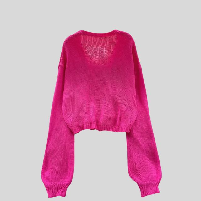 Gigie | Lebendiger Strickpullover mit Blumenapplikation