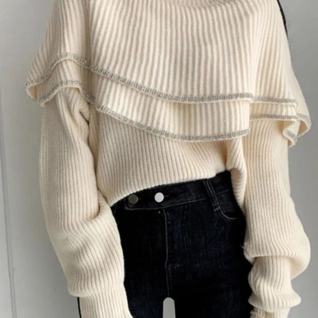 Fluerdeliz | Gerippter Pullover mit Kontraststreifen