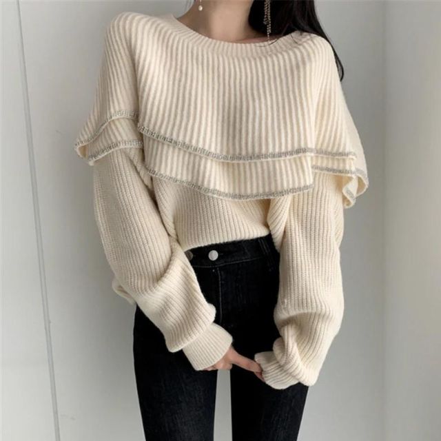 Fluerdeliz | Gerippter Pullover mit Kontraststreifen