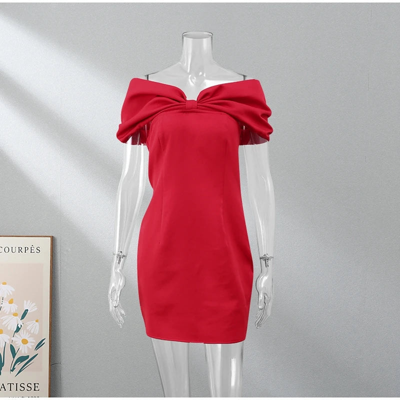 Zaldy | Elegantes Schulterfreies Kleid mit Schleife