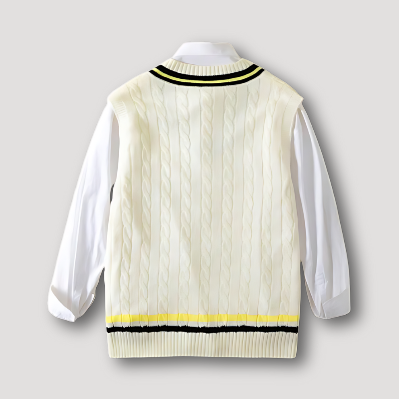 Kasia | Rippenmuster Gestrickte Streifen V-Ausschnitt Weste