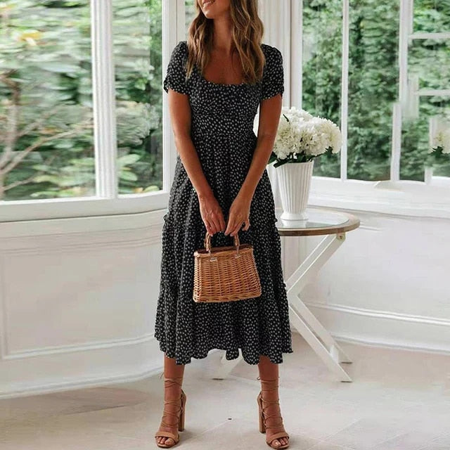 Wren | Kleid in Rot mit Punkten