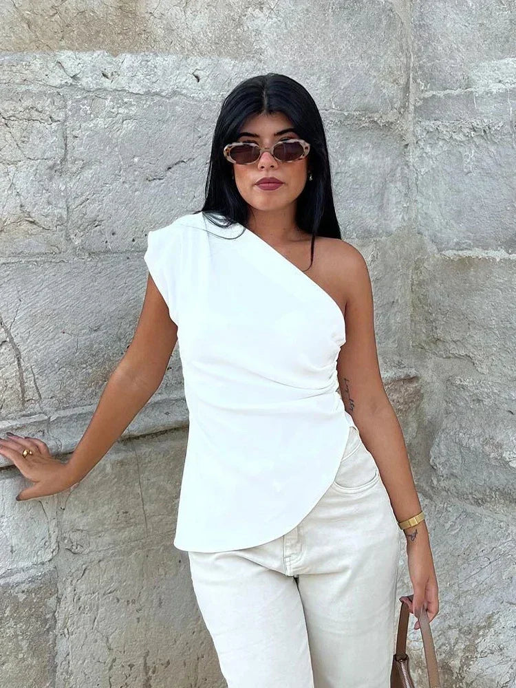 Pippa | Elegante geraffte asymmetrische Tops