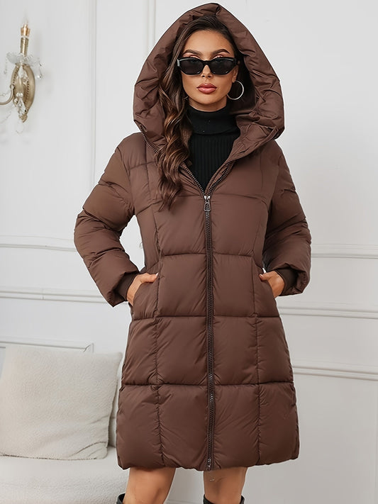 Miyu | Elegante mittellange Winterjacke mit Kapuze für Damen, gut gepolstert