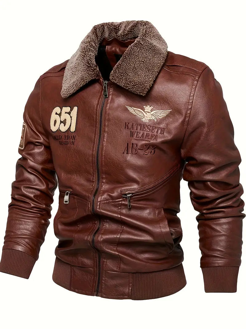 Mantil | Herren Retro PU Bomberjacke