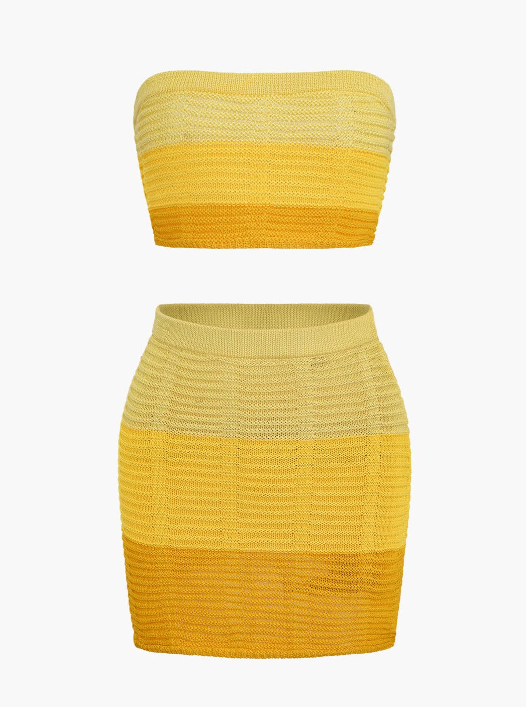 Wilma | Set in Gelb-Orange mit Strickmuster