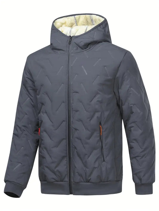 Eso | Herren Fleece-Hoodie Jacke, Grau, Mit Reißverschluss und Taschen
