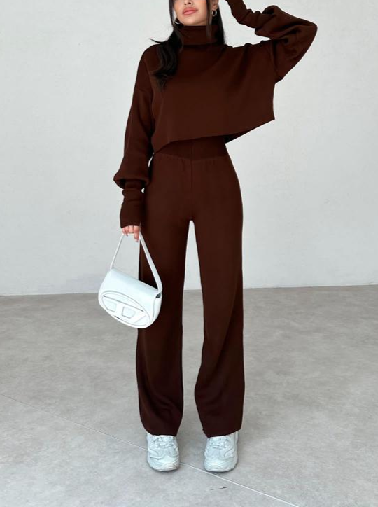 Veila | Bequemer Rollkragen-Strickanzug