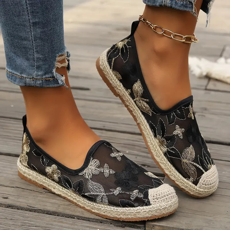 Nyssa | Lässige Espadrilles Spitze Mesh Slip-On flach