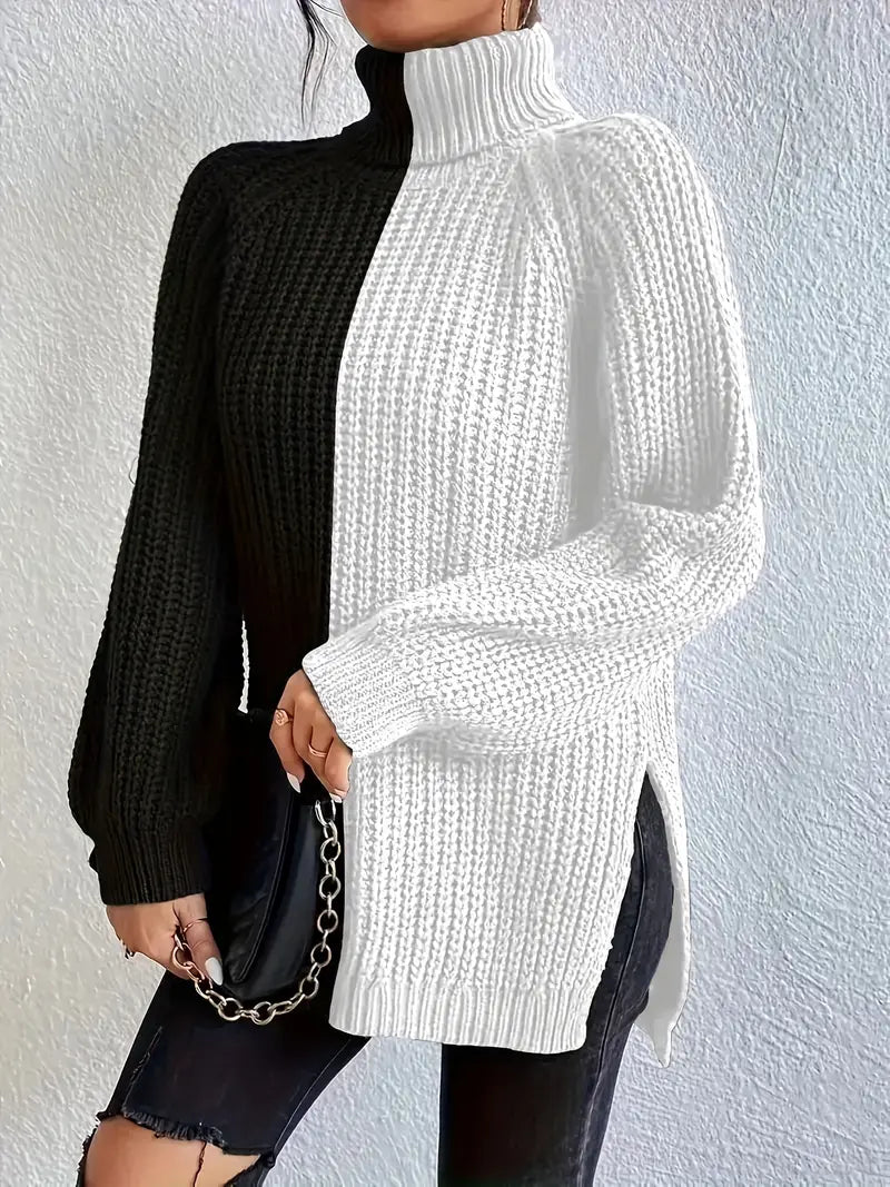 Reddish | Klassisches Farbblock-Pullover für Damen – Weiß & Rot