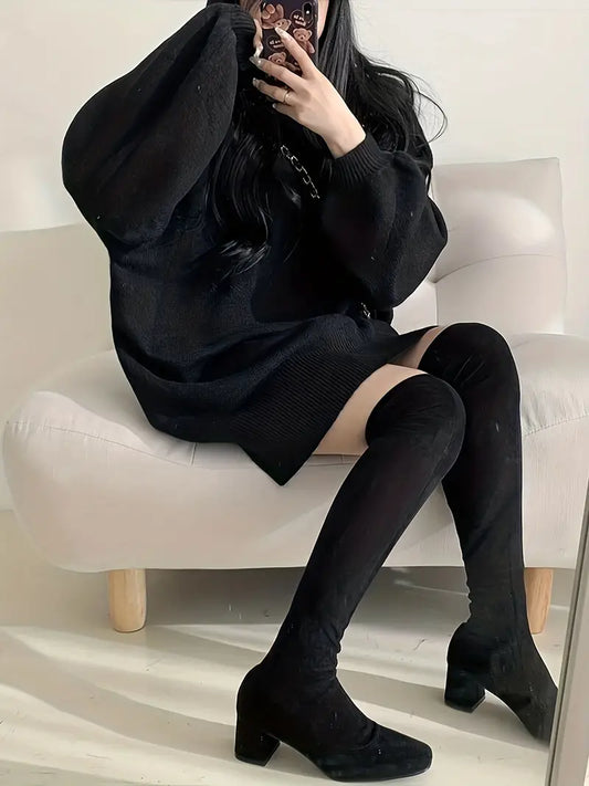 Greye | Schwarzer/Grauer Turtleneck Pullover mit Lantern-Ärmeln