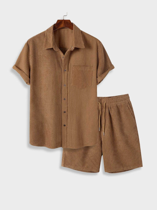 Verie | Corduroy Poloshirt und Kurze Hose Sommer Set für Herren