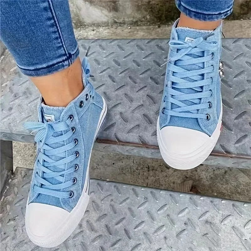 Juliane | Trend-Sneaker – Jeans-Look & Zipper