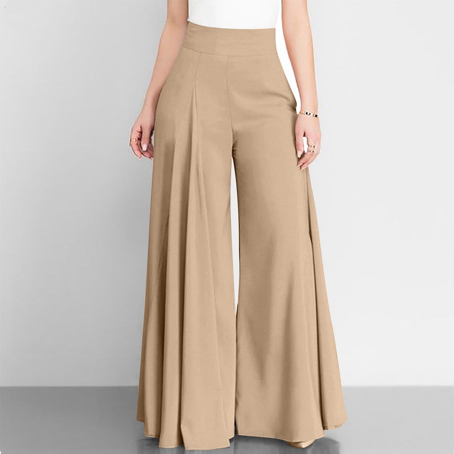 Wendal - Elegante Hose mit hoher Taille und weitem Bein, plissiert, für Frauen