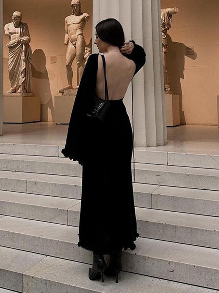 Davida | Rückenfreies Maxi-Strickkleid