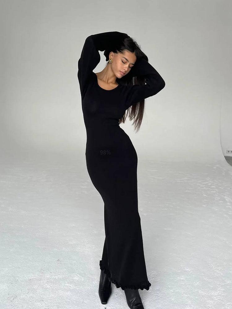 Davida | Rückenfreies Maxi-Strickkleid