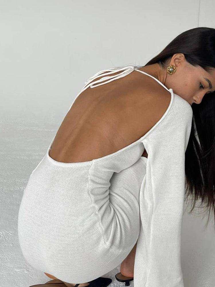 Davida | Rückenfreies Maxi-Strickkleid