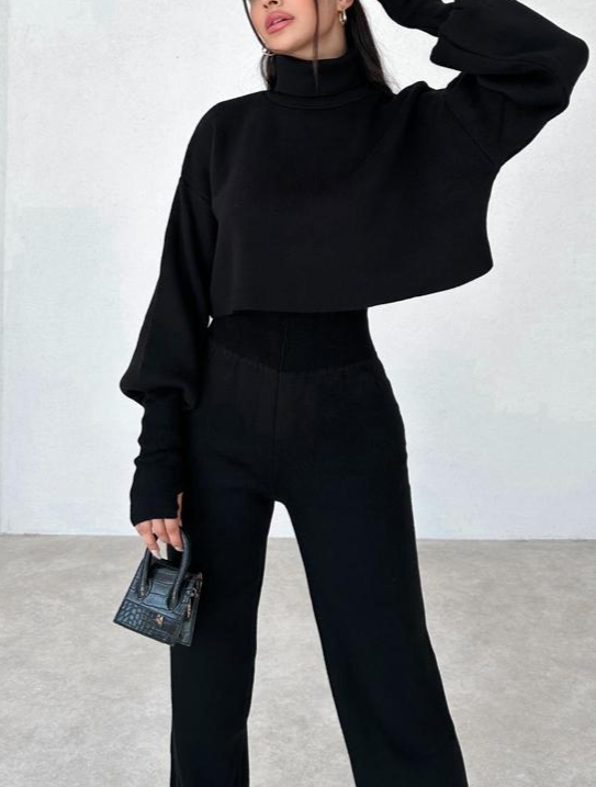 Veila | Bequemer Rollkragen-Strickanzug