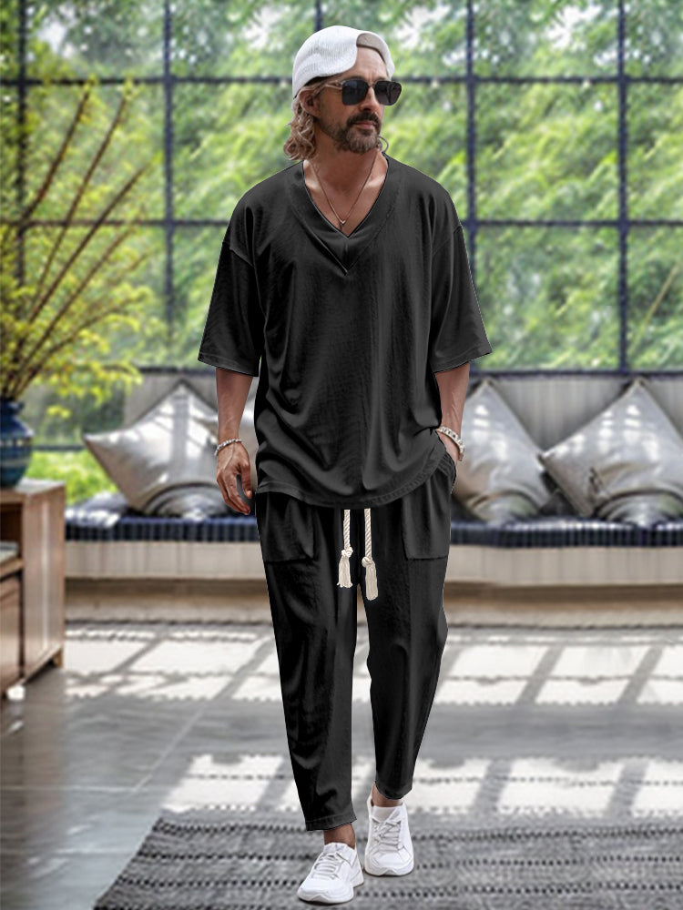 Louie | Weiße 3/4-Mouw-Hose mit Kordel