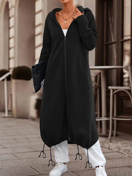 Zippy | Zip-Up Hoodie mit Kordelzug – Midi-Länge, Casual Langarm