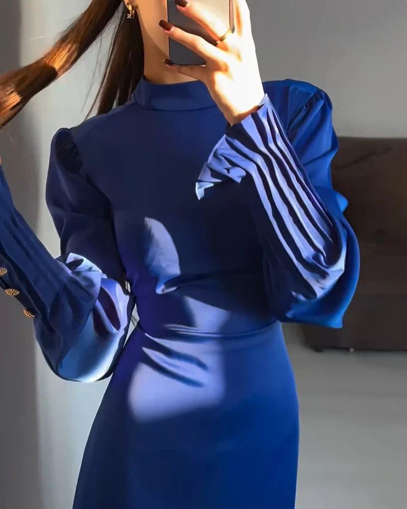 Zenaida | Elegantes Kleid mit Graffiti-Muster und Laternärmeln