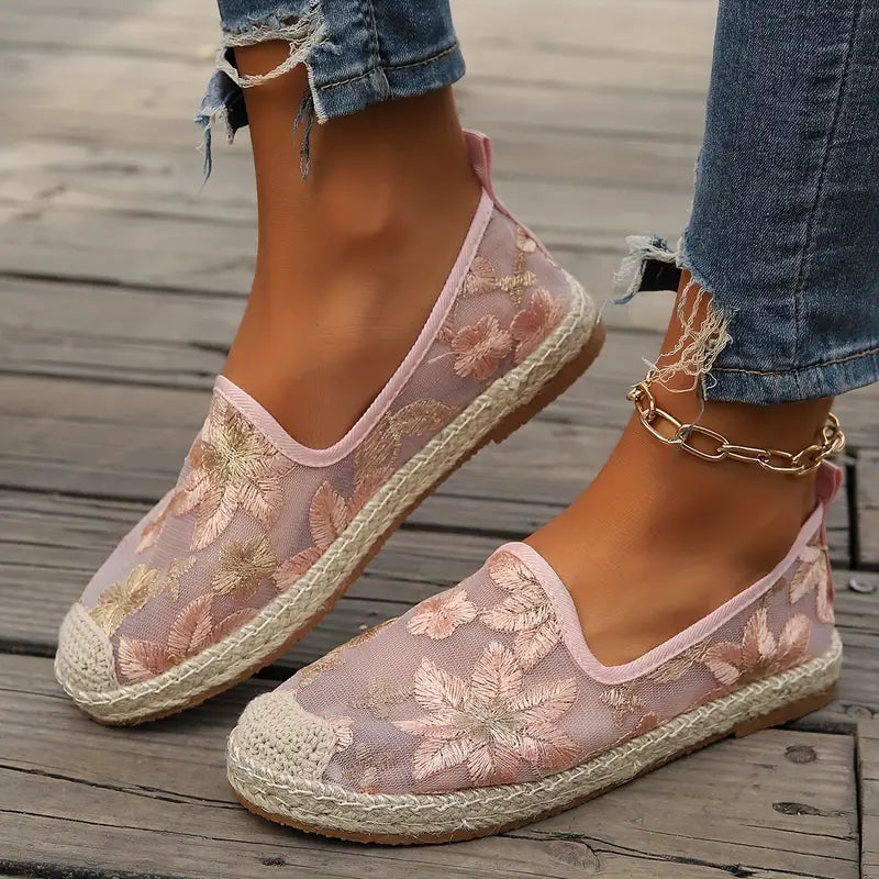 Nyssa | Lässige Espadrilles Spitze Mesh Slip-On flach
