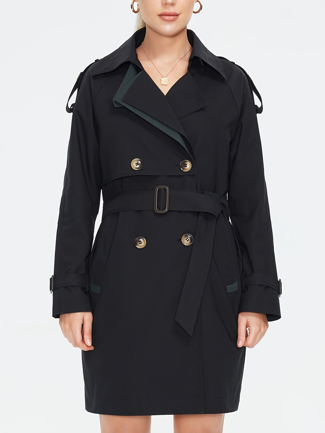 Gracii | Doppelreihiger Damen-Trenchcoat mit verstellbarem Gürtel und Epauletten