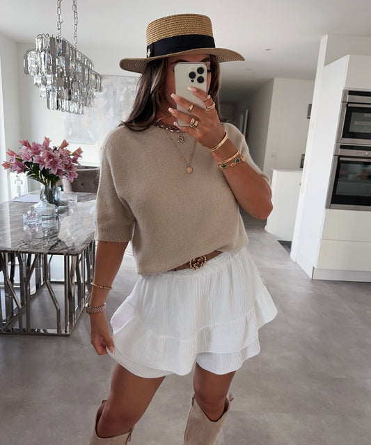 Hilaria | Dreiviertel-Shirt Alpaka Beige