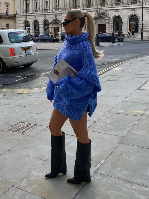 Fiya | Warmer, flauschiger, langer Rollkragenpullover für Damen