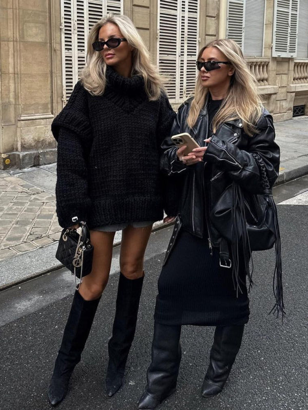 Fiya | Warmer, flauschiger, langer Rollkragenpullover für Damen