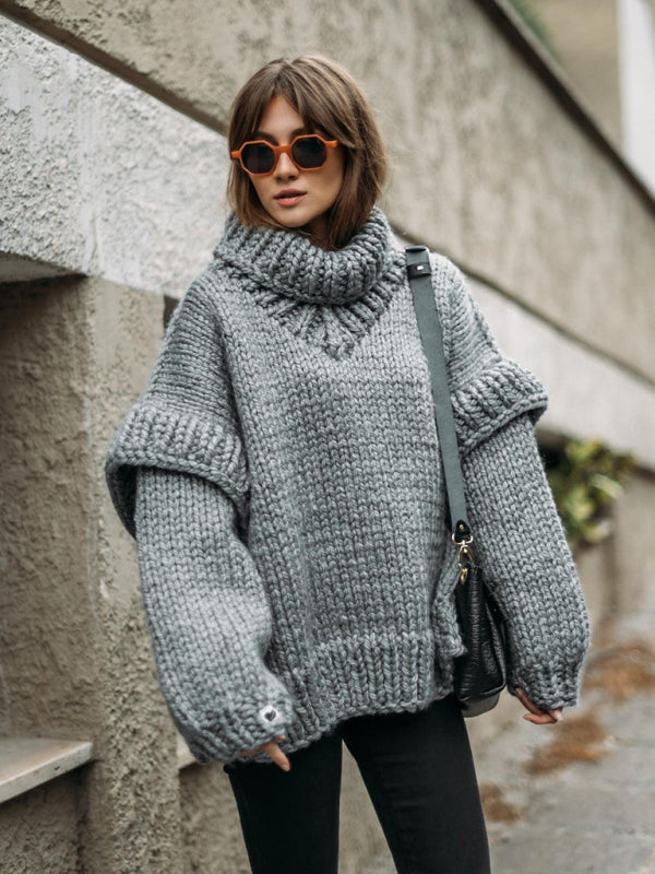 Fiya | Warmer, flauschiger, langer Rollkragenpullover für Damen