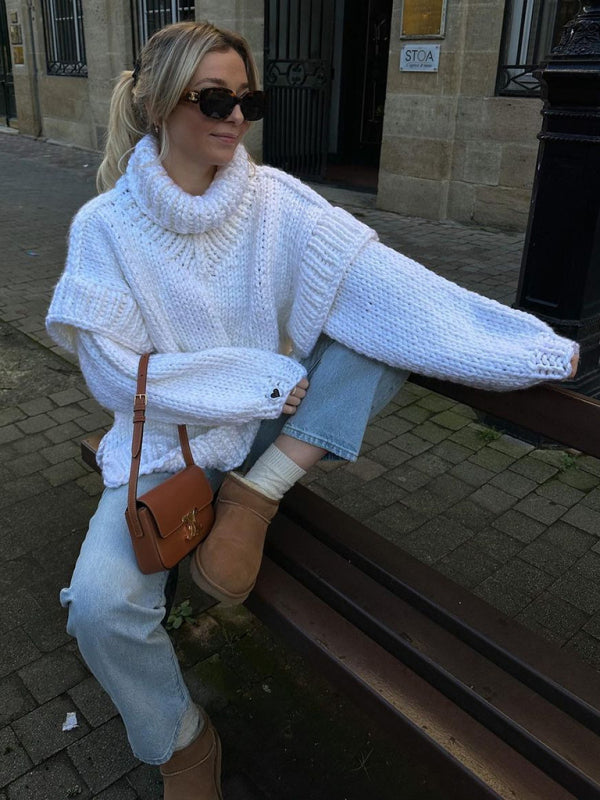 Fiya | Warmer, flauschiger, langer Rollkragenpullover für Damen