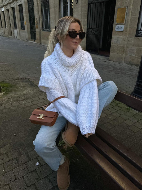 Fiya | Warmer, flauschiger, langer Rollkragenpullover für Damen