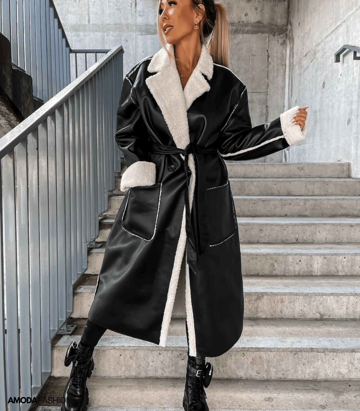 Dalas | Jacke aus Leder und Fleece zum Schnüren