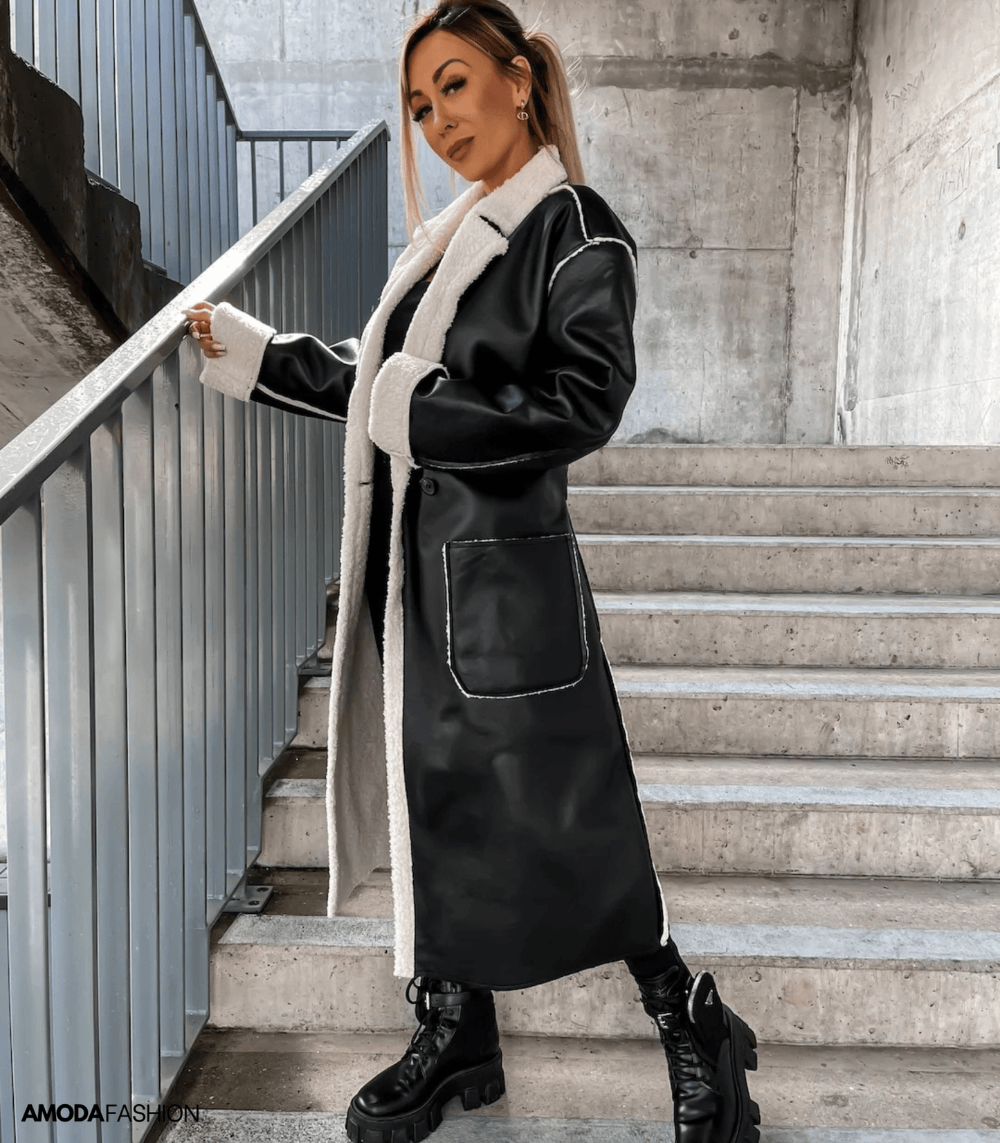 Dalas | Jacke aus Leder und Fleece zum Schnüren