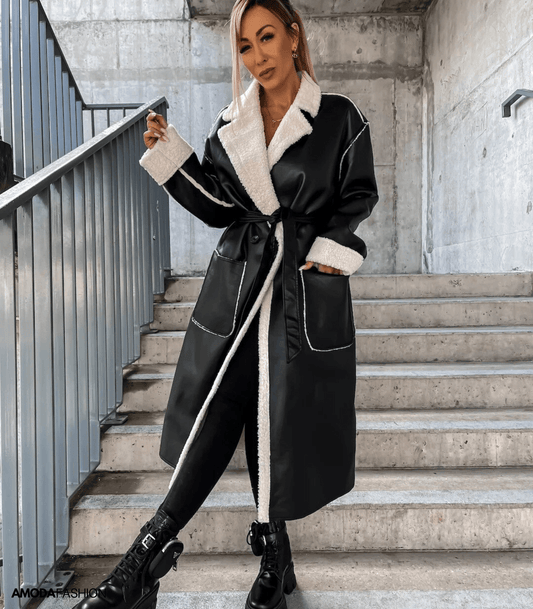 Dalas | Jacke aus Leder und Fleece zum Schnüren