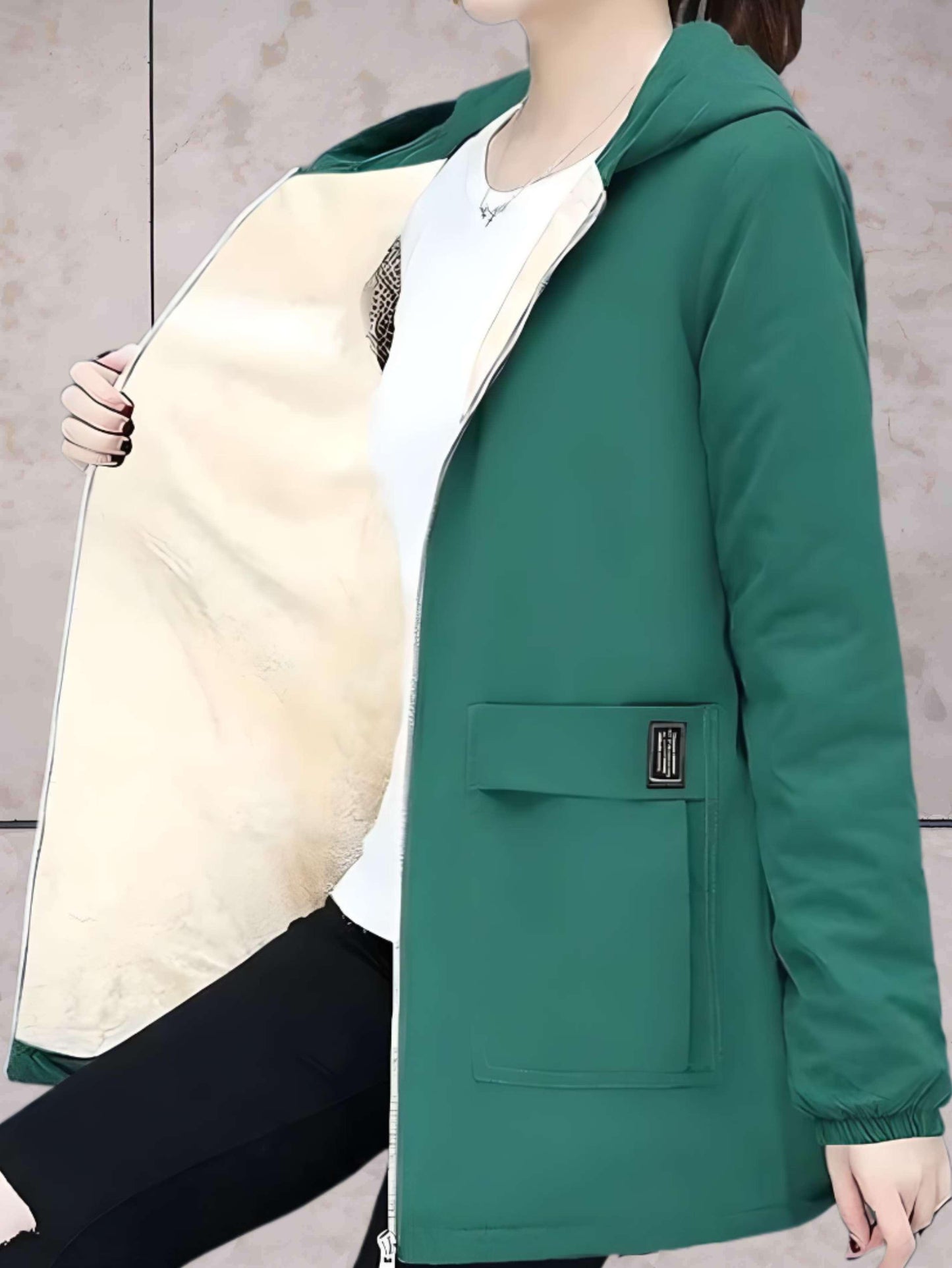 Manzie | Warmes und dickes Lederjacke mit Fleece-Fütterung und Kapuze